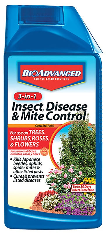 BIOADVANCED BioAdvanced 3-IN-1 820065B Insect, Disease and Plant Mite Control, Concentrate, Spray Application, 32 oz, Bottle LAWN & GARDEN BIOADVANCED