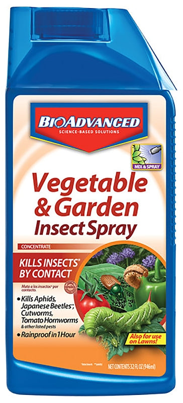 BIOADVANCED BioAdvanced 701521A Vegetable and Garden Insecticide, Liquid, Spray Application, 32 oz Bottle LAWN & GARDEN BIOADVANCED