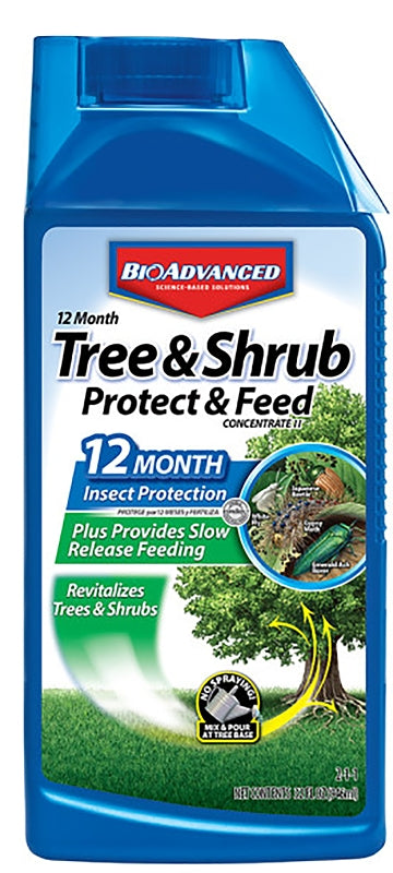 BIOADVANCED BioAdvanced 701810A Concentrated Tree and Shrub Protect and Feed II, Liquid, Green, 32 oz Bottle LAWN & GARDEN BIOADVANCED