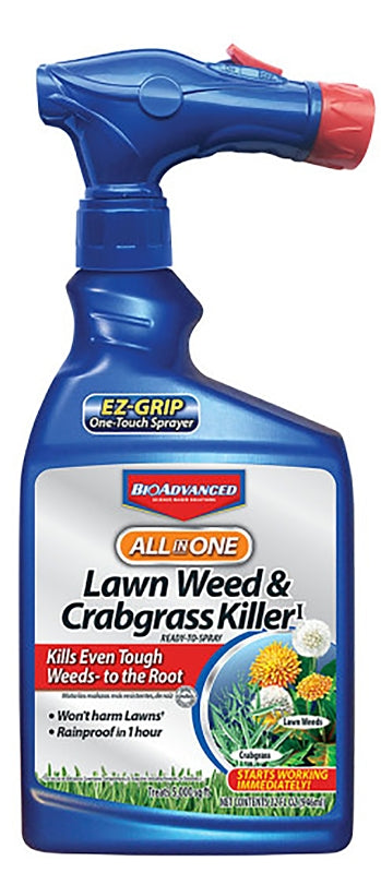 BIOADVANCED BioAdvanced 704080A Weed and Crabgrass Killer, Liquid, Black/Brown, 32 oz