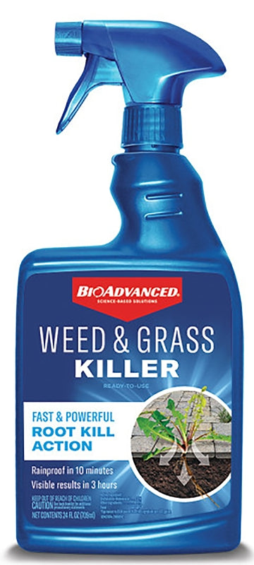 BIOADVANCED BioAdvanced 704197A Ready-to-Use Weed and Grass Killer, Liquid, Light Blue, 24 oz Bottle
