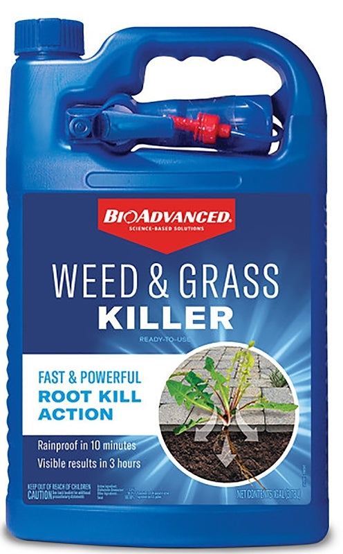BIOADVANCED BioAdvanced 704198A Ready-to-Use Weed and Grass Killer, Liquid, Light Blue, 1 gal Bottle LAWN & GARDEN BIOADVANCED