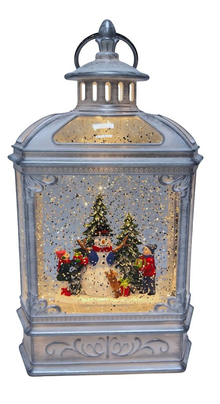 SANTAS FOREST 9.06IN LIGHTED SILVER LANTERN