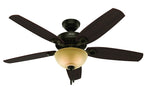 HUNTER Hunter 53091 Ceiling Fan, 5110 cfm Air, 5-Blade, Brazilian Cherry/Stained Oak Blade, 52 in Sweep, 3-Speed