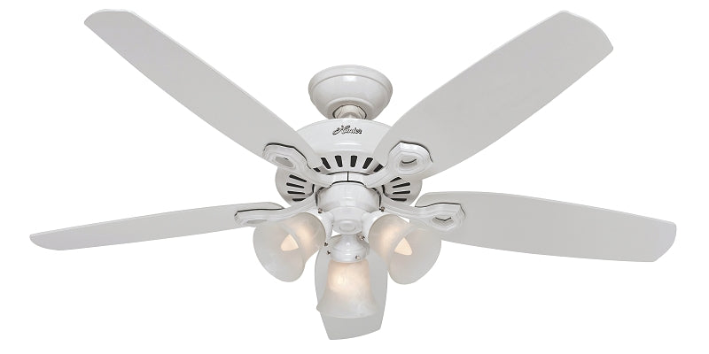 HUNTER Hunter 53236 Ceiling Fan, 5-Blade, Snow White Blade, 52 in Sweep, 3-Speed, With Lights: Yes