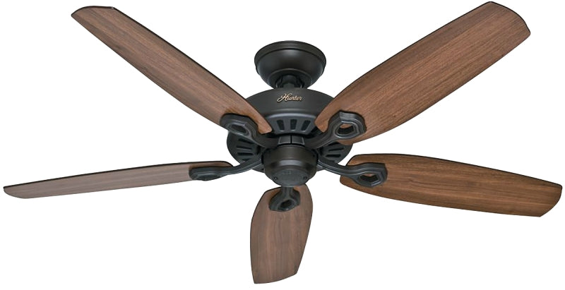 HUNTER Hunter Builder Elite Series 53242 Ceiling Fan, 5-Blade, Brazilian Cherry/Harvest Mahogany Blade, 52 in Sweep, 3-Speed ELECTRICAL HUNTER