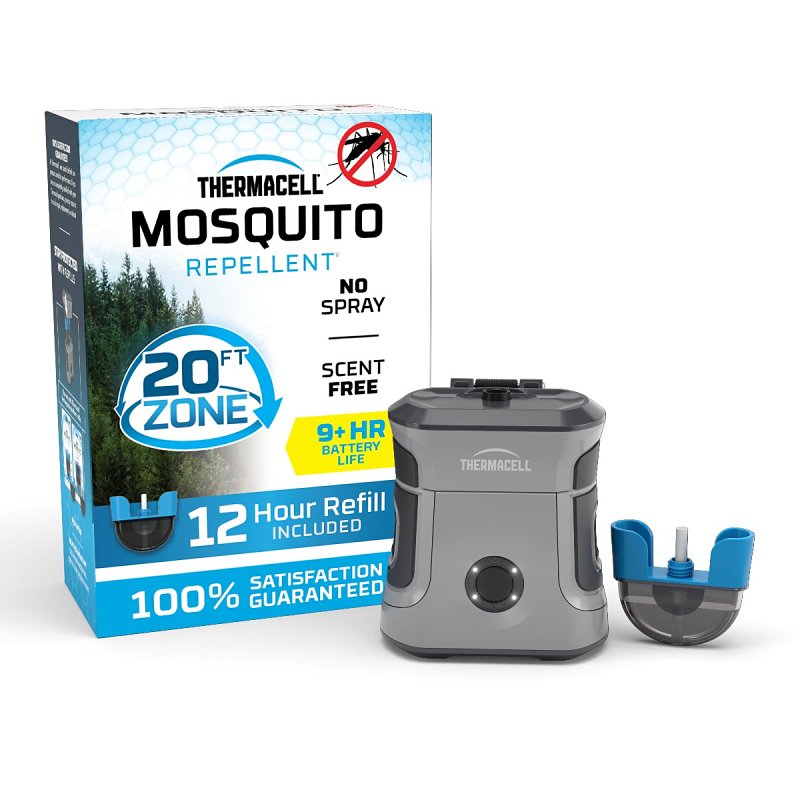 THERMACELL Thermacell EX90GREY Rechargeable Mosquito Repeller, 20 ft Coverage Area, Gray Housing