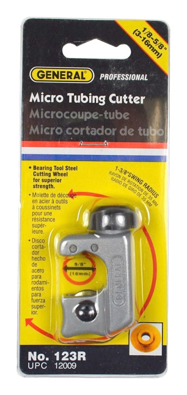 GENERAL General 123R Tube Cutter, 5/8 in Max Pipe/Tube Dia, 1/8 in Mini Pipe/Tube Dia