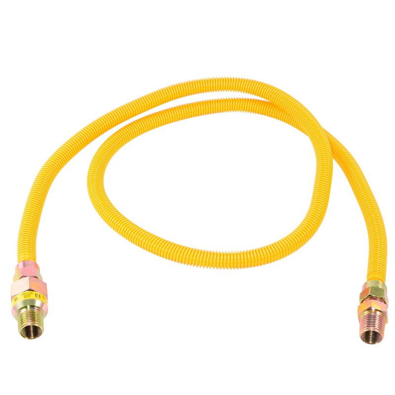 CASH ACME Eastman 20YE50V060B Gas Connector, 3/8 x 1/2 in, FIP x MIP, Stainless Steel, Epoxy-Coated, 60 in L, 1/2 in OD