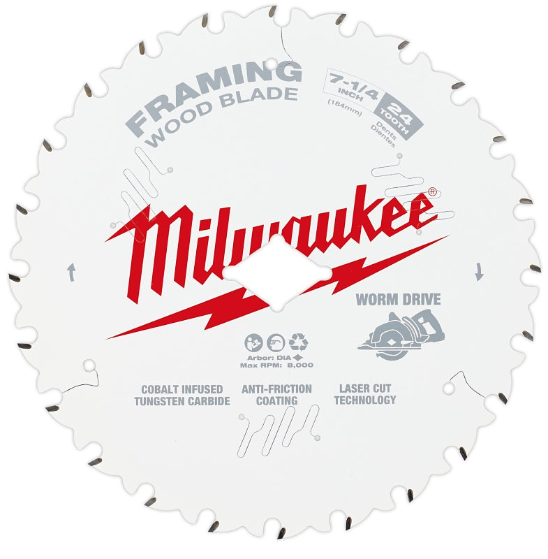 MILWAUKEE Milwaukee 48-41-0723 Circular Saw Blade, 7-1/4 in Dia, 5/8 in Arbor, 24-Teeth