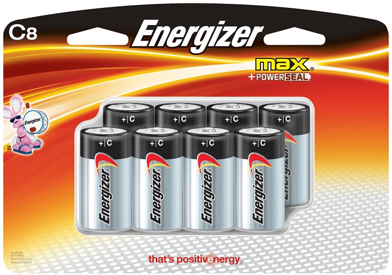 ENERGIZER BATTERY Energizer E93BP-8H Battery, 1.5 V Battery, 8350 mAh, C Battery, Alkaline, Manganese Dioxide, Zinc ELECTRICAL ENERGIZER BATTERY