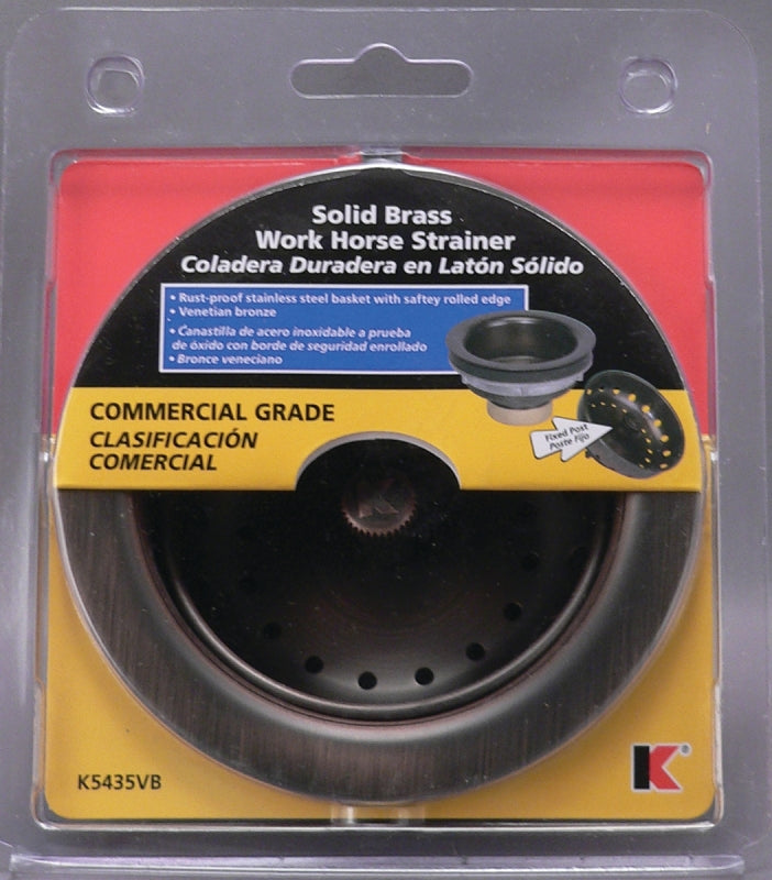 KEENEY Keeney K5435VB Basket Strainer with Fixed Post, Brass, Venetian Bronze, For: 3-1/2 in Dia Opening Sink PLUMBING, HEATING & VENTILATION KEENEY