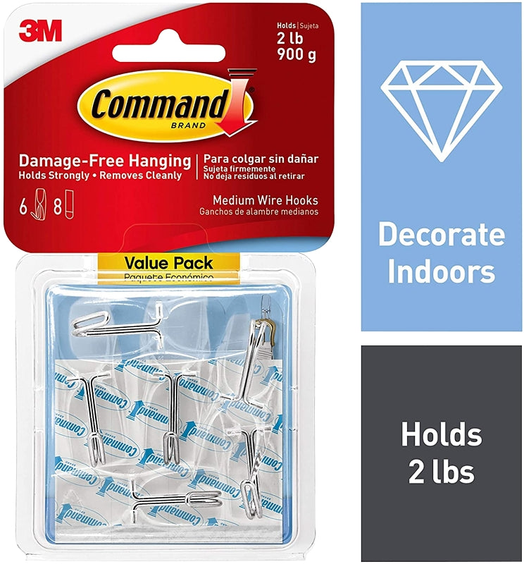 COMMAND 3M 17065CLR-6ES Wire Toggle Hook Value Pack, 2 lb, 6-Hook, Plastic, Clear HARDWARE & FARM SUPPLIES COMMAND