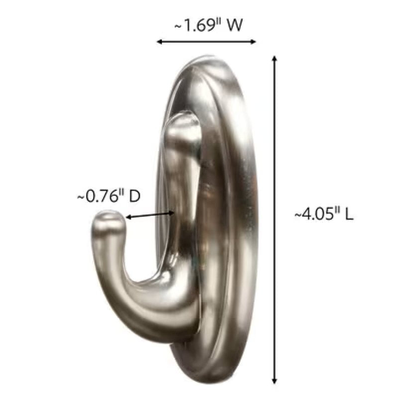 COMMAND Command 17053BN-2ES Traditional Hook, 0.77 in Opening, 5 lb, Plastic, Brushed Nickel ELECTRICAL COMMAND