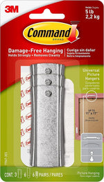 COMMAND Command 17047-3ES Large Picture Hanger Hook, 5 lb, 3-Hook, White