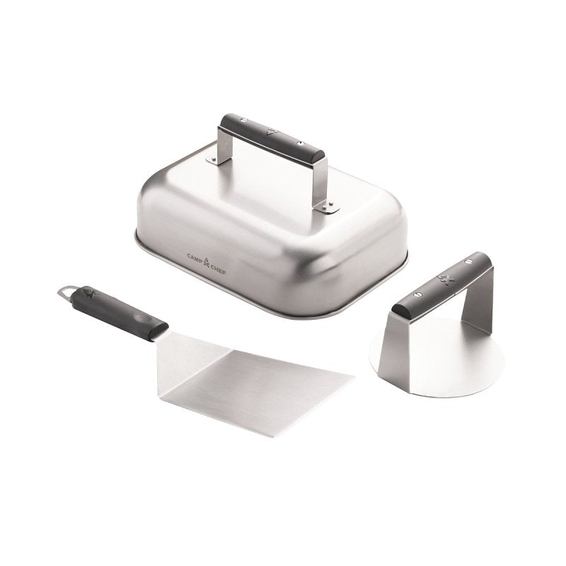 CAMP CHEF Camp Chef BGSET3 Smashed Burger Kit, Stainless Steel, Soft-Touch Handle
