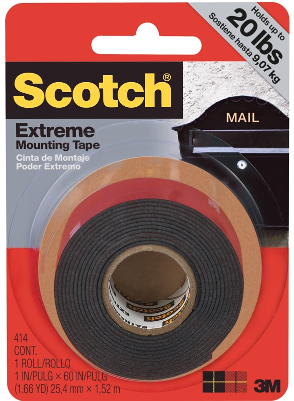SCOTCH Scotch 414 Mounting Tape, Double Sided, 60 in L, 1 in W