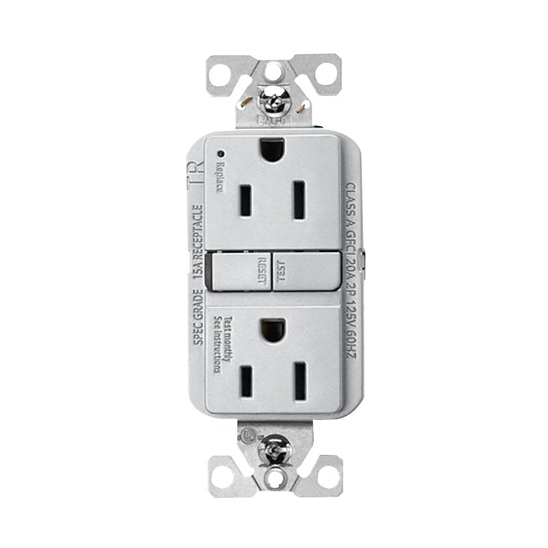 COOPER WIRING Eaton TRGF15SG-BX-L Tamper-Resistant GFCI Receptacle, 125 V, 15 A, NEMA: NEMA 5-15R, Back, Side Wiring ELECTRICAL COOPER WIRING