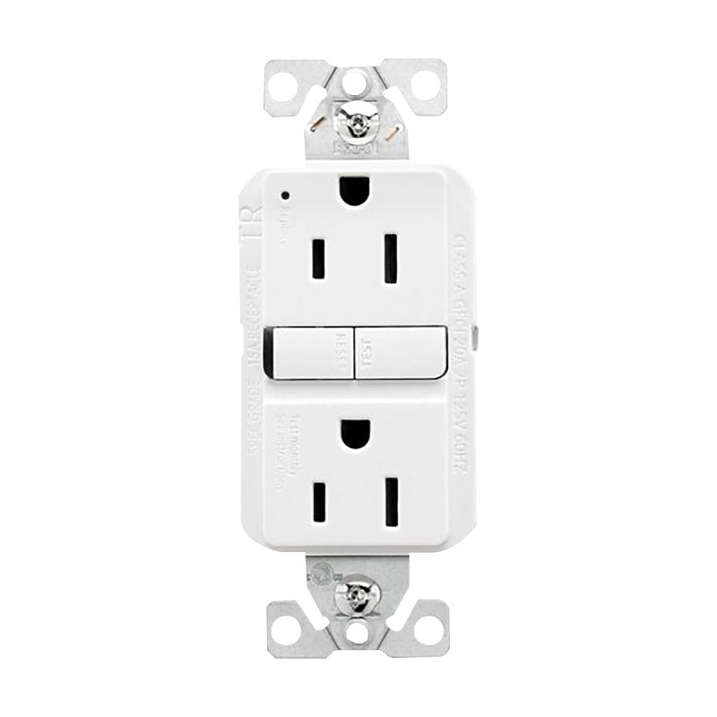 COOPER WIRING Eaton TRGF15W-WP Tamper-Resistant GFCI Receptacle, 125 V, 15 A, NEMA: NEMA 5-15R, Back, Side Wiring, White ELECTRICAL COOPER WIRING