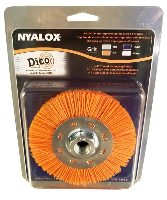DICO PRODUCTS Dico 7200077 Wheel Brush, 4-1/2 in Dia, Nyalox Bristle, 5/8-11 Arbor/Shank TOOLS DICO PRODUCTS