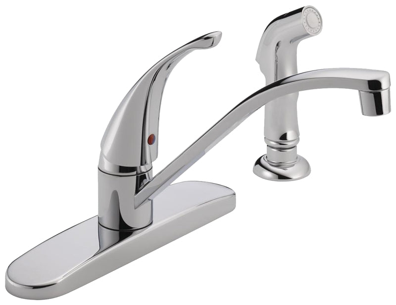 PEERLESS FAUCET Delta Peerless Tunbridge Series P188500LF Kitchen Faucet with Side Sprayer, 1.8 gpm, 1-Handle, Chrome-Plated, Deck
