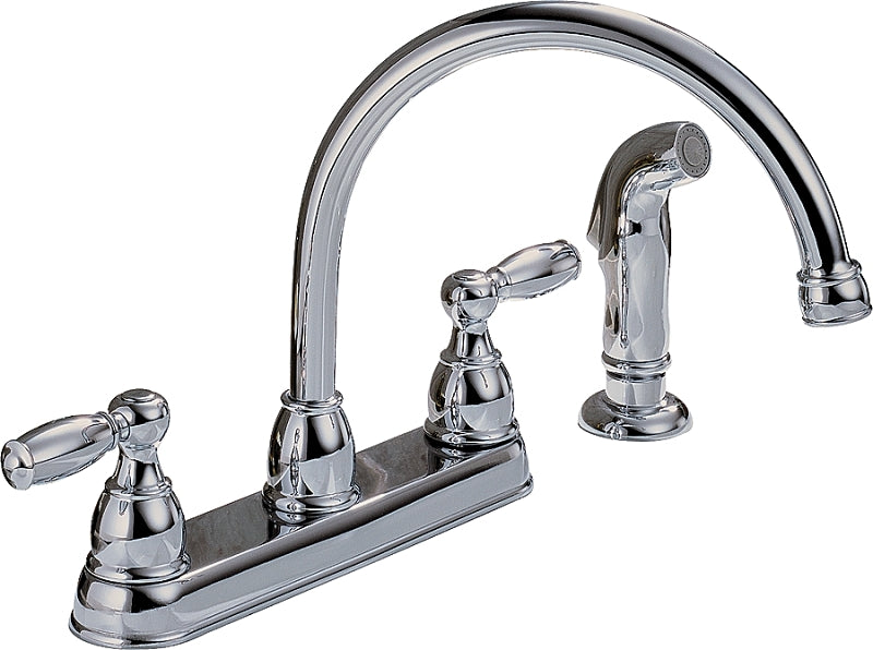 PEERLESS FAUCET Delta Peerless Claymore Series P299575LF Kitchen Faucet, 1.8 gpm, 2-Handle, Chrome-Plated, Deck, Lever Handle