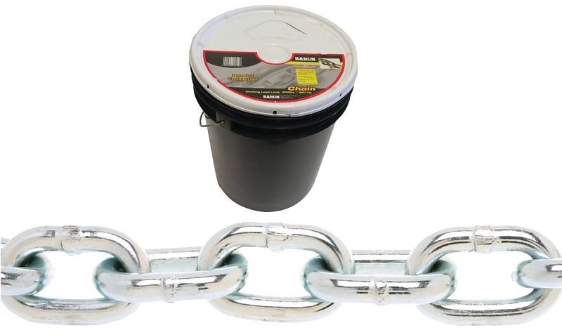 BARON Baron PC3014P Proof Coil Chain, 1/4 in, 141 ft L, 30 Grade, Steel, Zinc