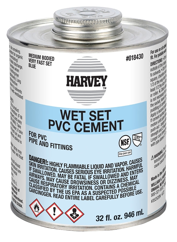HARVEY Harvey 18430-12 Solvent Cement, 32 oz Can, Liquid, Blue