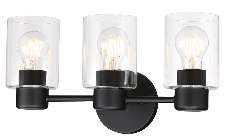 WESTINGHOUSE Westinghouse Sylvestre Series 6115600 Wall Fixture, 120 V, 3 -Lamp, Incandescent, LED Lamp, Steel Fixture, Black Fixture ELECTRICAL WESTINGHOUSE