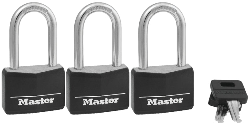 MASTER LOCK Master Lock 141TRILF Padlock, Keyed Alike Key, Large Shackle, 1/4 in Dia Shackle, 1-1/2 in H Shackle, Steel Shackle HARDWARE & FARM SUPPLIES MASTER LOCK