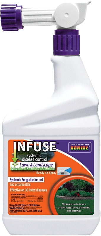 BONIDE Bonide Infuse B70 150 RTS Lawn and Landscape Fungicide, Liquid, Latex, Yellow, 1 qt Container
