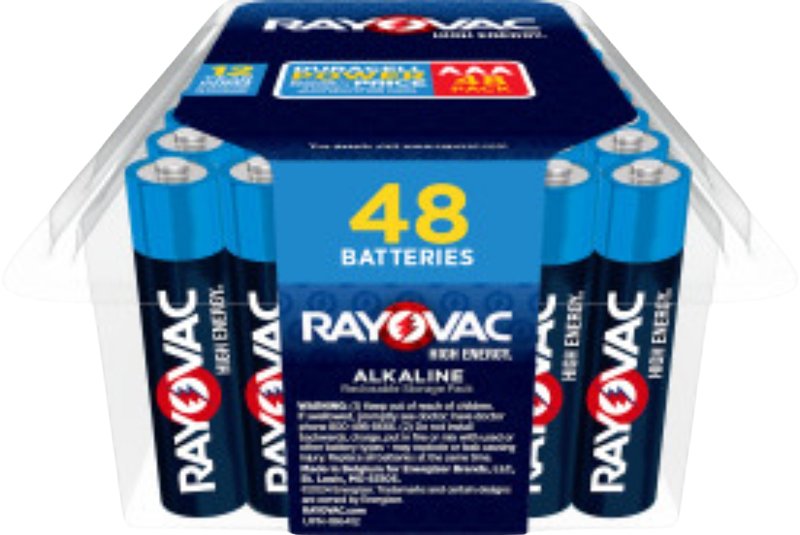 RAYOVAC Rayovac 824-48PPK Battery, 1.5 V Battery, AAA Battery, Alkaline, 48/PK