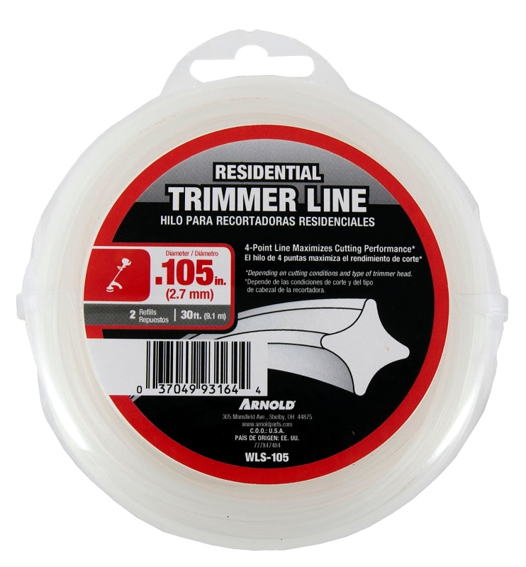 ARNOLD Arnold WLS-105 Trimmer Line, 0.105 in Dia, 30 ft L, Nylon
