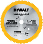 DEWALT DEWALT DW9153 Circular Saw Blade, 6-1/2 in Dia, 5/8 in Arbor, 90-Teeth, Steel Cutting Edge