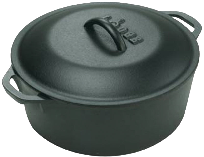 LODGE MFG Lodge L8DOL3 Dutch Oven, 5 qt, Iron, Black, 10-1/4 in Dia, Loop Handle