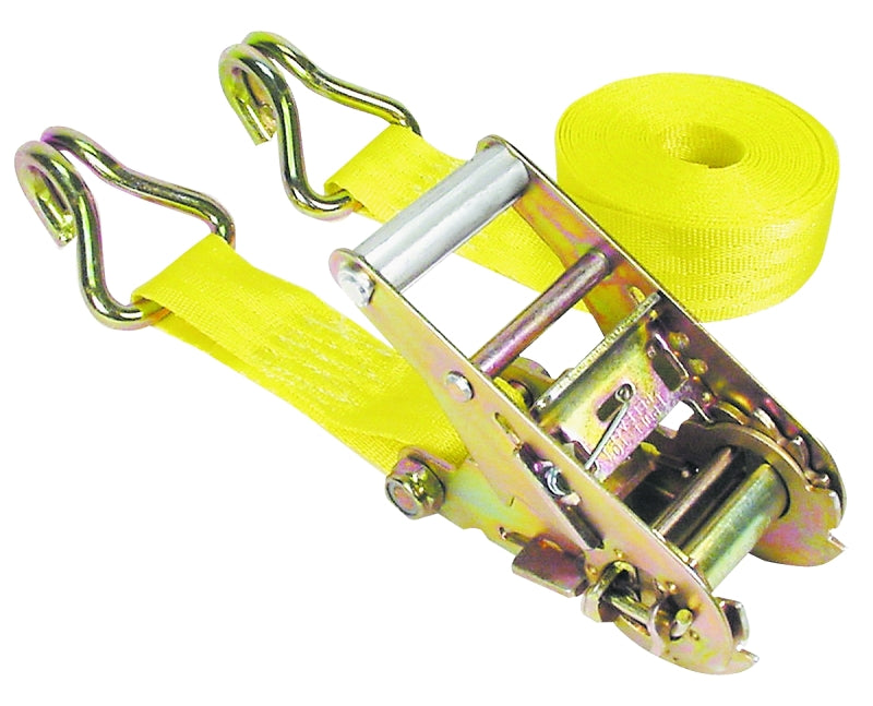 KEEPER Keeper 89519 Tie-Down, 1-3/4 in W, 15 ft L, Yellow, 1666 lb Working Load, Double J-Hook End AUTOMOTIVE KEEPER