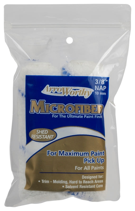 ARROWORTHY Arroworthy 4-MFR3T/P Mini Roller Cover, 3/8 in Thick Nap, 4 in L, Microfiber Cover, 12/PK