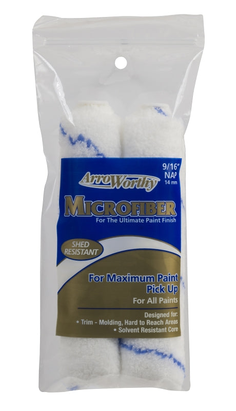 ARROWORTHY Arroworthy 6.5-MFR4T/P Mini Roller Cover, 9/16 in Thick Nap, 6-1/2 in L, Microfiber Cover, White
