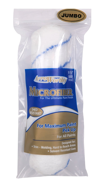 ARROWORTHY Arroworthy 6.5-MFR4S-J Jumbo Mini Roller Cover, 9/16 in Thick Nap, 6-1/2 in L, Microfiber Cover, Blue/White