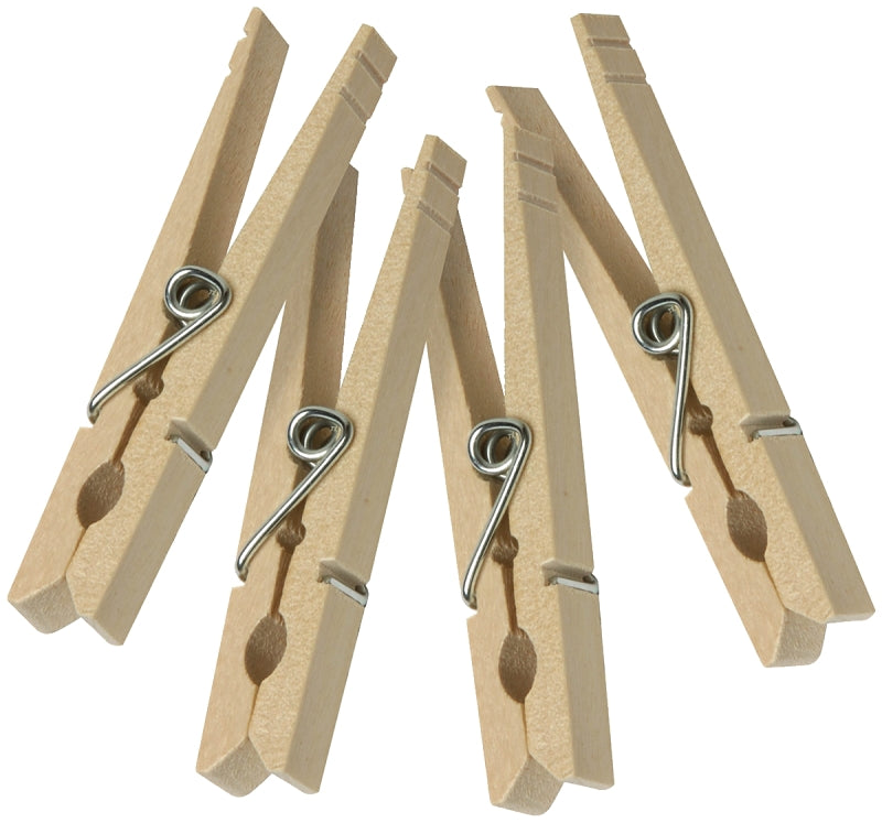 HONEY-CAN-DO Honey-Can-Do DRY-01375 Classic Clothespin, 0.394 in W, 3.3 in L, Birchwood, Natural