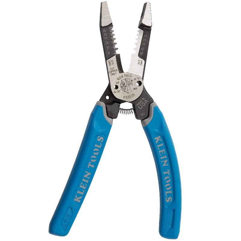 KLEIN Klein-Kurve K12035 Heavy-Duty Wire Stripper, 18 to 8, 20 to 10 AWG Wire, 8.41 in OAL, Comfort Grip Handle ELECTRICAL KLEIN