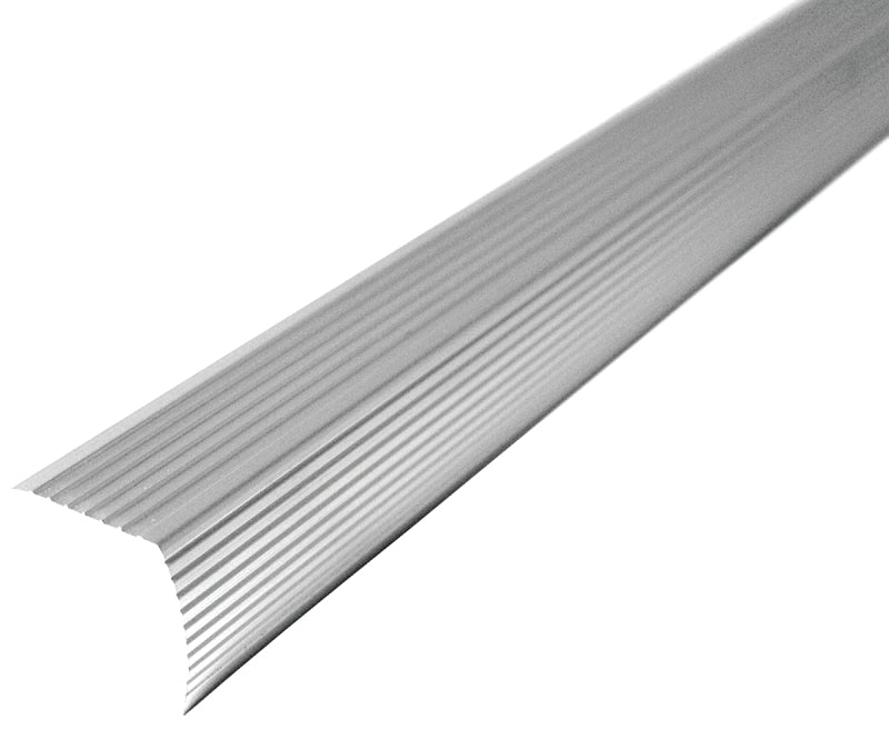 M-D M-D 43309 Fluted Stair Edge, 36 in L, 1.22 in W, Metal, Satin Silver