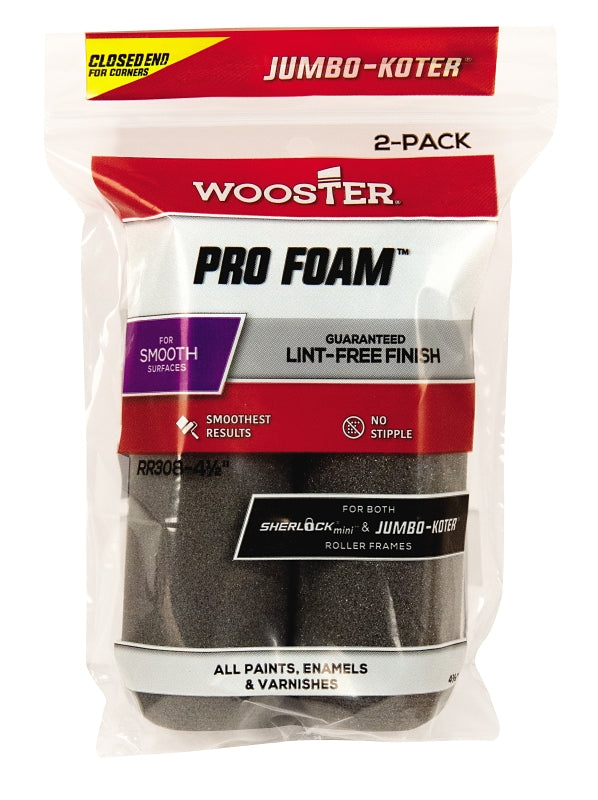 WOOSTER BRUSH Wooster RR308-4 1/2 Roller Cover, 4-1/2 in L, Foam Cover, Charcoal PAINT WOOSTER BRUSH