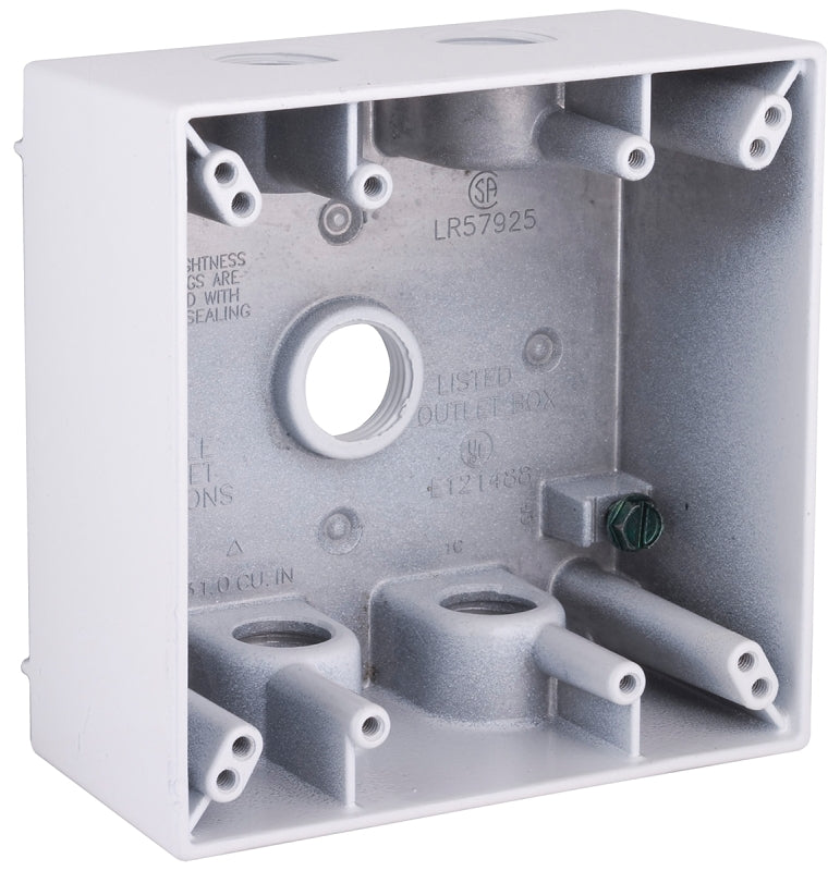 HUBBELL Hubbell 5337-1 Weatherproof Box, 5-Outlet, 2-Gang, Aluminum, White, Powder-Coated ELECTRICAL HUBBELL
