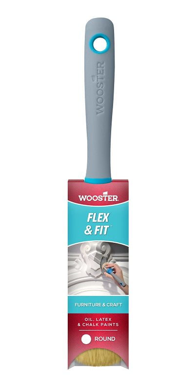 WOOSTER BRUSH Wooster Flex and Fit Series 8714 Chalk Paint Brush, 1-1/2 in W, Round Brush, 2 in L Bristle, Polyester Bristle PAINT WOOSTER BRUSH