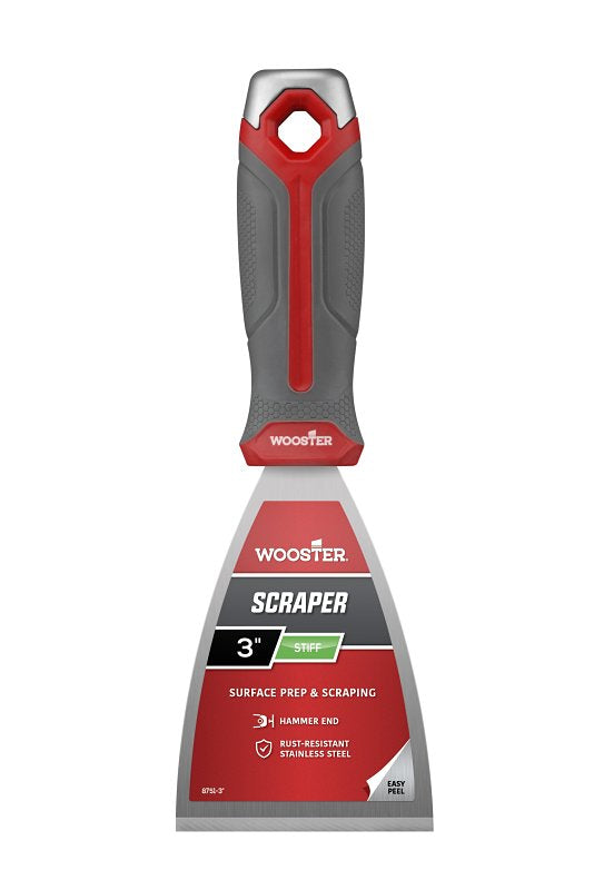 WOOSTER BRUSH Wooster 8751-3 Scraper, 3 in W Blade, Stiff Blade, Stainless Steel Blade
