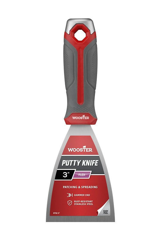 WOOSTER BRUSH Wooster 8752-3 Putty Knife, 3 in W Blade, Stainless Steel Blade, Comfort Grip, Ergonomic, Non-Slip, Soft-Grip Handle