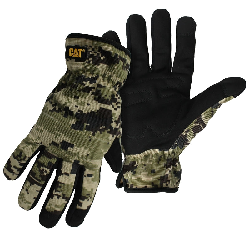 BOSS MFG CAT CAT012270M Gloves, M, Elastic Wrist Cuff, Digital Camo