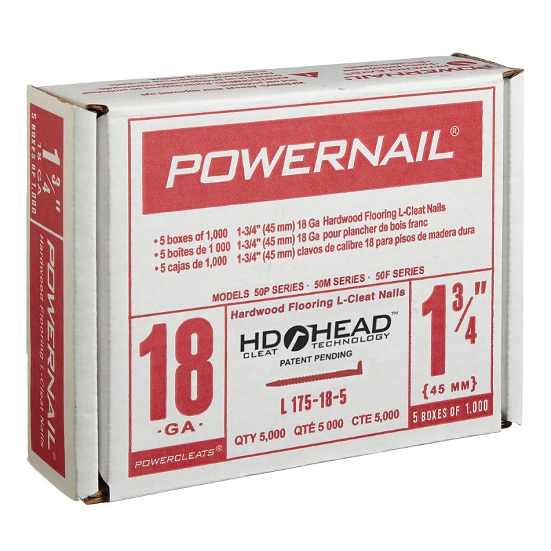 POWERNAIL COMPANY INC Powernail PowerCleats L175185 Floor Cleat, 1-3/4 in L, 18 ga, Carbon Steel, L-Shaped Head HARDWARE & FARM SUPPLIES POWERNAIL COMPANY INC