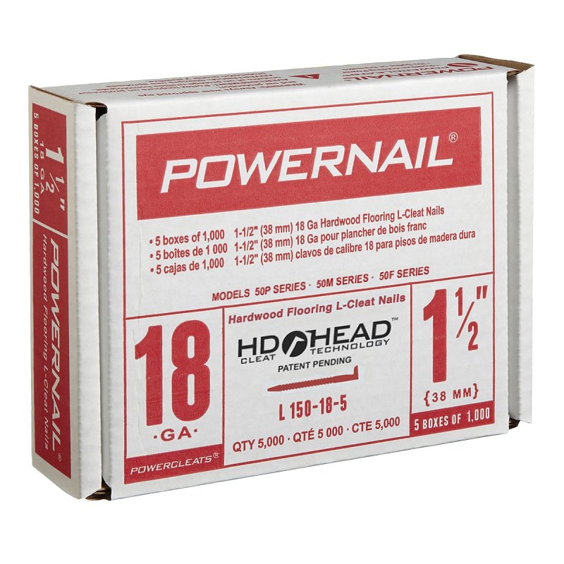 POWERNAIL COMPANY INC Powernail PowerCleats L150185 Floor Cleat, 1-1/2 in L, 18 ga, Carbon Steel, L-Shaped Head HARDWARE & FARM SUPPLIES POWERNAIL COMPANY INC